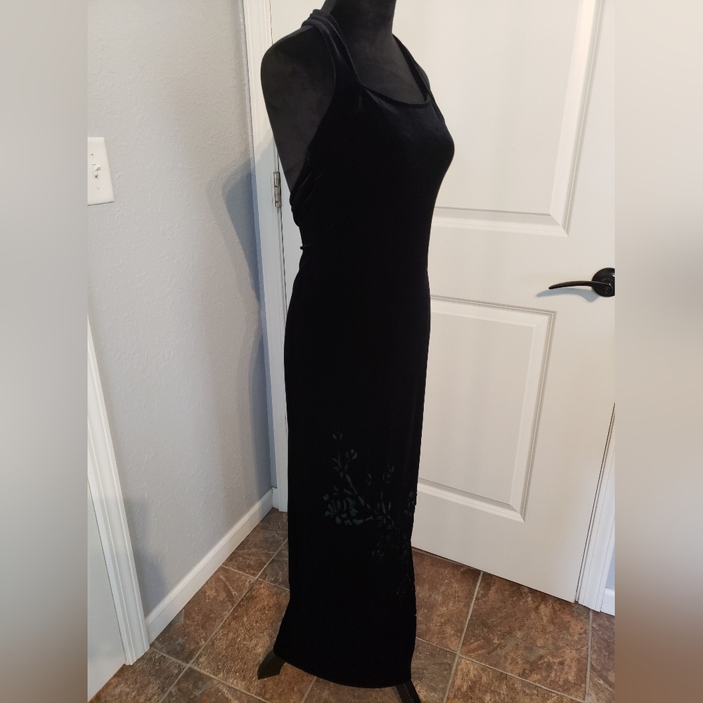 Morgan & Co. Long Velvety Halter Dress
